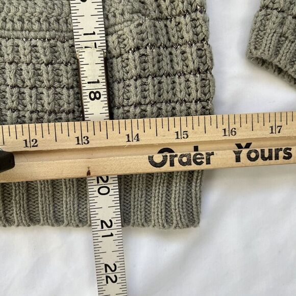 Rosemunde Chunky Knit Pocket Cardigan Sweater Snap Sage Green Gray Metallic XS S - Picture 7 of 8